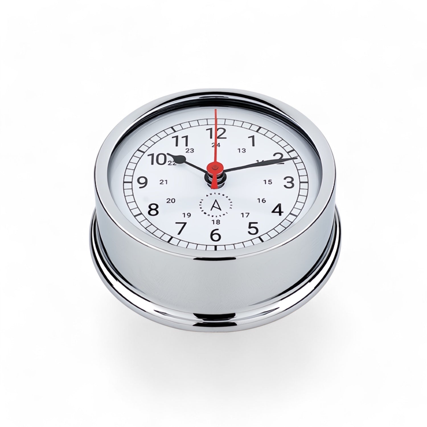 Autonautic Instrumental scheepsklok (95 x 35 mm) - quartz uurwerk, rode secondewijzer, Atlantic, chroom