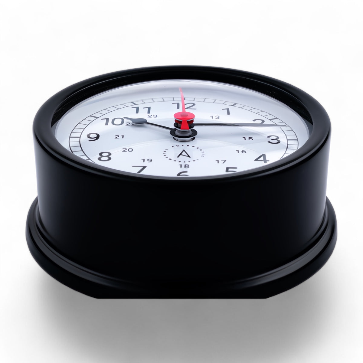 Autonautic Instrumental scheepsklok (95 x 35 mm) - quartz uurwerk, rode secondewijzer, Atlantic, zwart, zijaanzicht