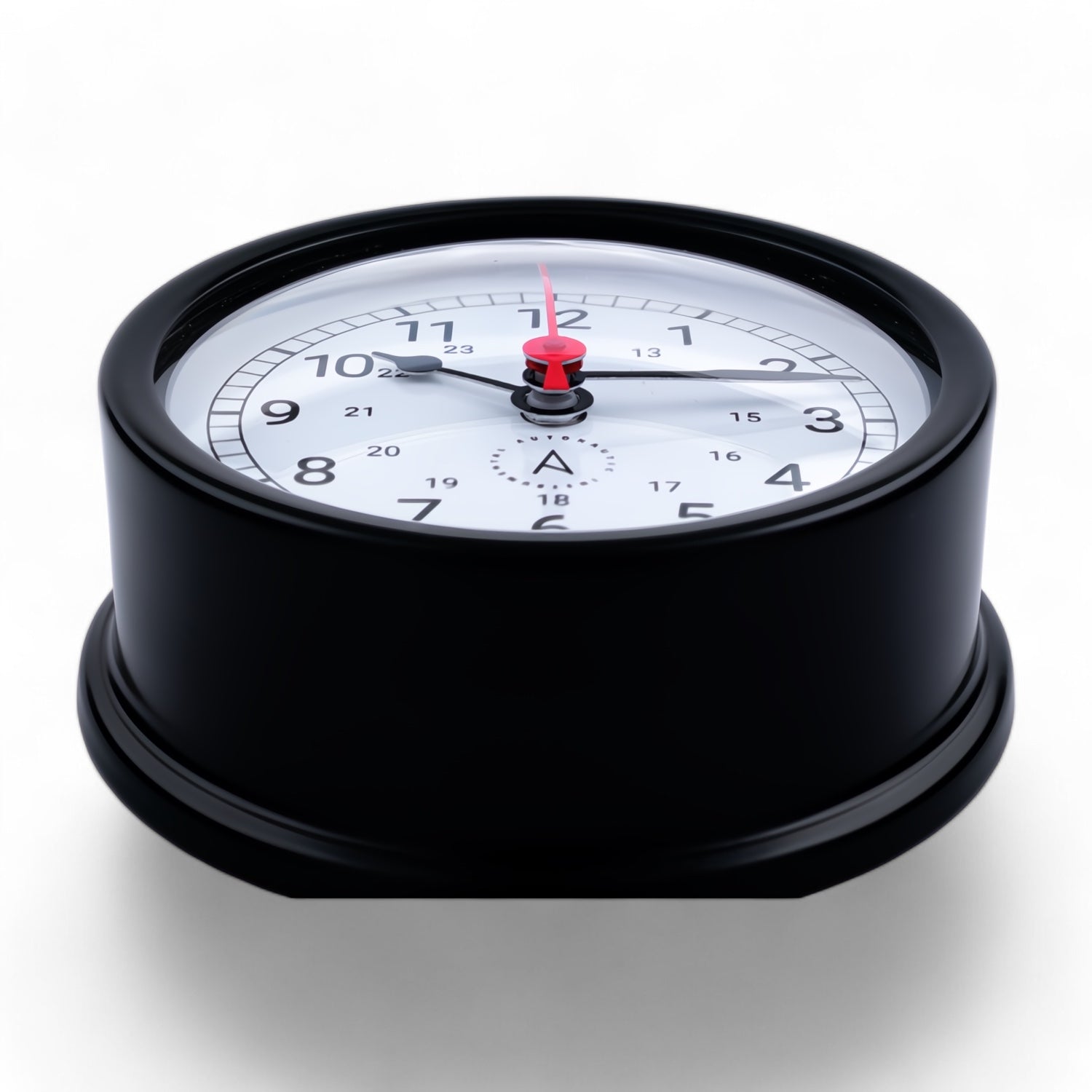 Autonautic Instrumental scheepsklok (95 x 35 mm) - quartz uurwerk, rode secondewijzer, Atlantic, zwart, zijaanzicht