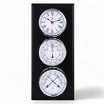 Autonautic Pacific 120 weerstation - met 120 mm klok, barometer en comfortmeter chroom luxe houten plaat