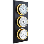 Autonautic Pacific 120 weerstation - met 120 mm klok, barometer en comfortmeter goud luxe houten plaat van de zijkant