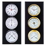Autonautic Pacific 120 weerstation - met 120 mm klok, barometer en comfortmeter op goud en chroom luxe houten plaat