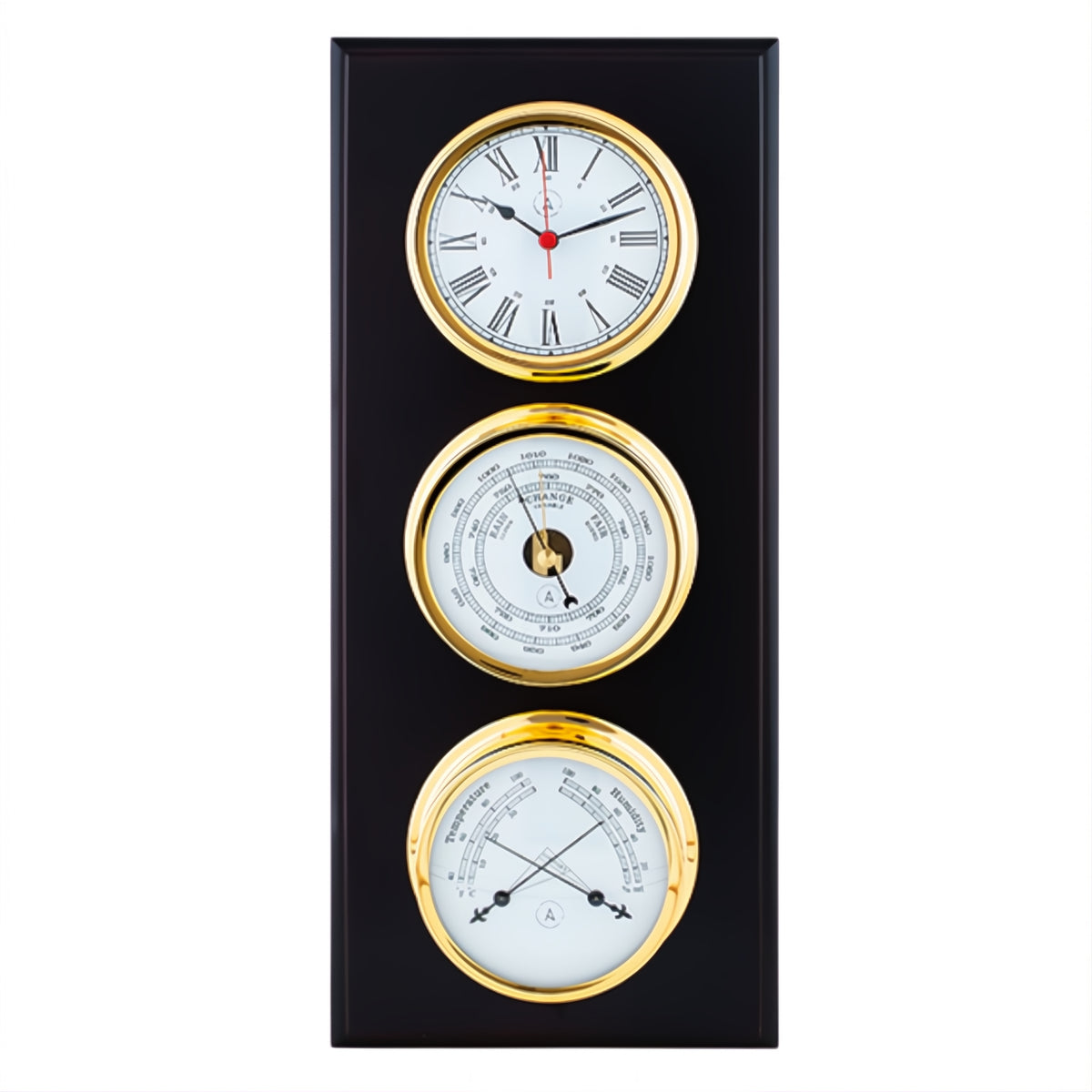 Autonautic Pacific 120 weerstation - met 120 mm klok, barometer en comfortmeter op luxe houten plaat