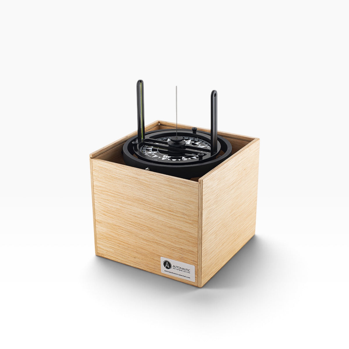 Autonautic TAX-00122 pelorus in houten kist – cardanisch, 125 mm  in houten doos  met azimut