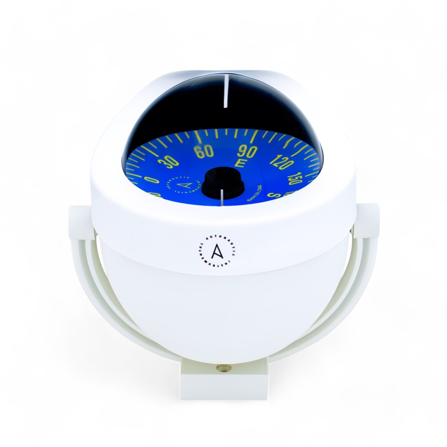 Autonautic beugelkompas C12-004 MED/Solas, betrouwbaar, witte behuizing met blauwe platte 85mm kompaskaart