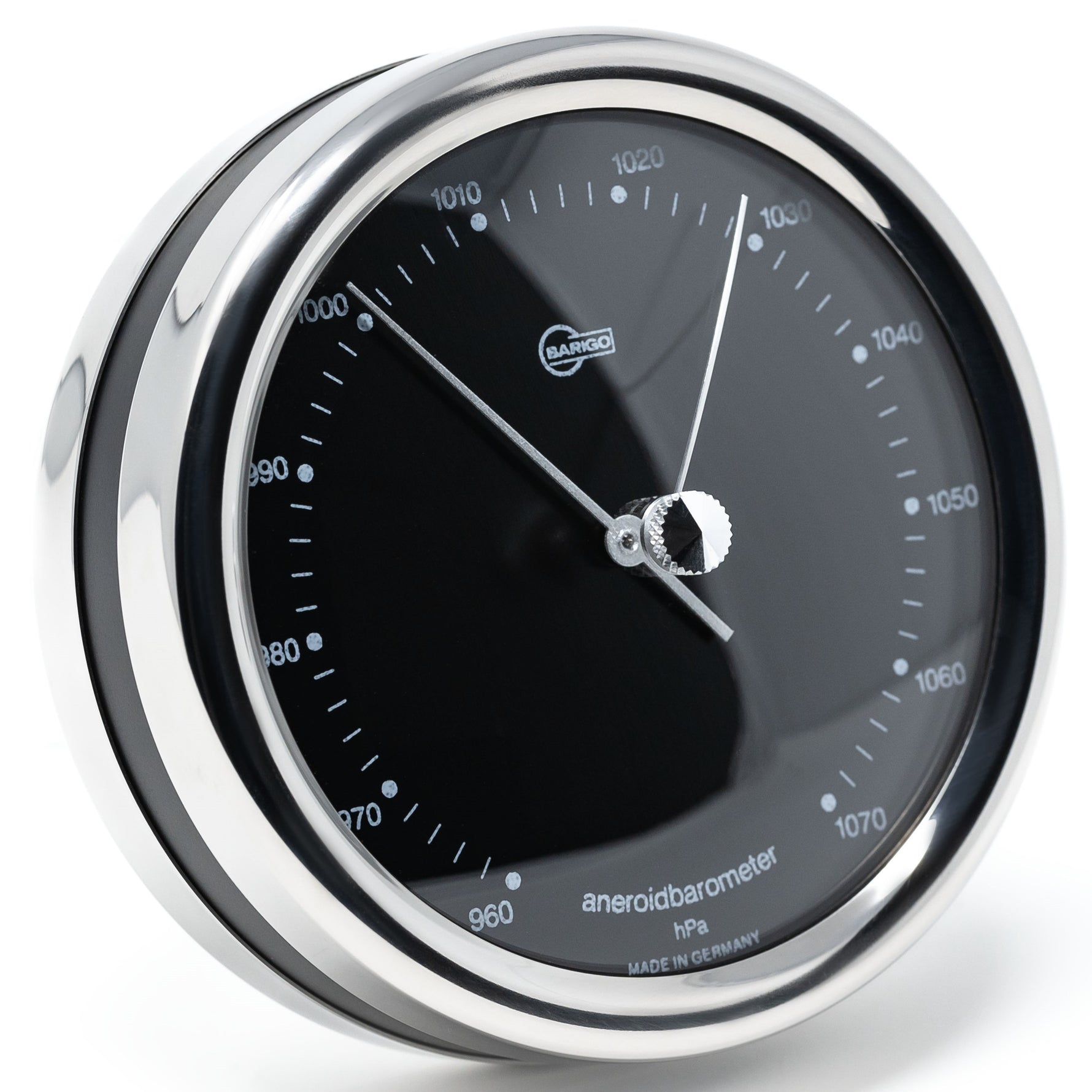 BARIGO ORION aneroid barometer – zwart dial, luxe RVS glans