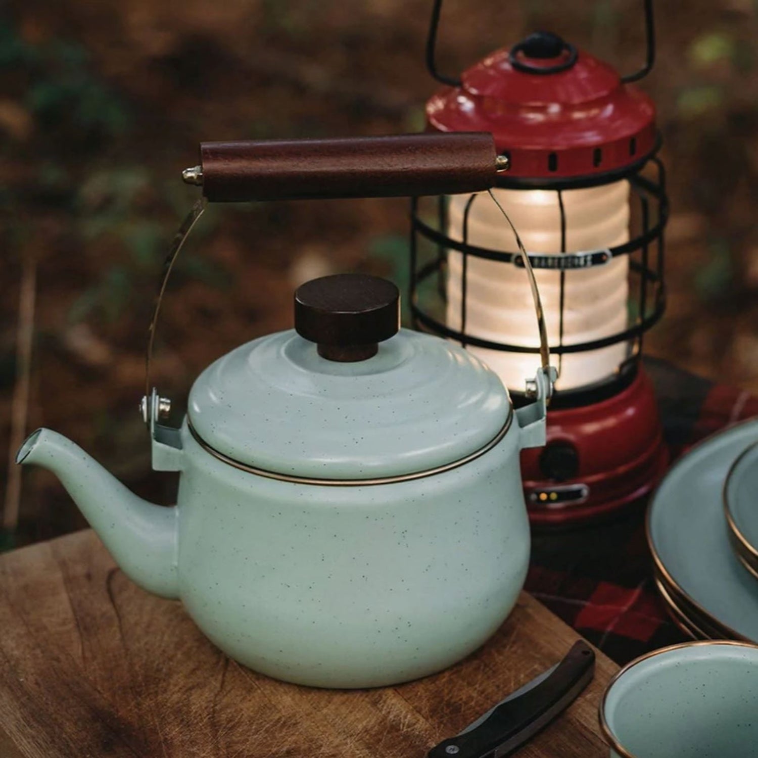 Barebones Enamel theepot met lamp