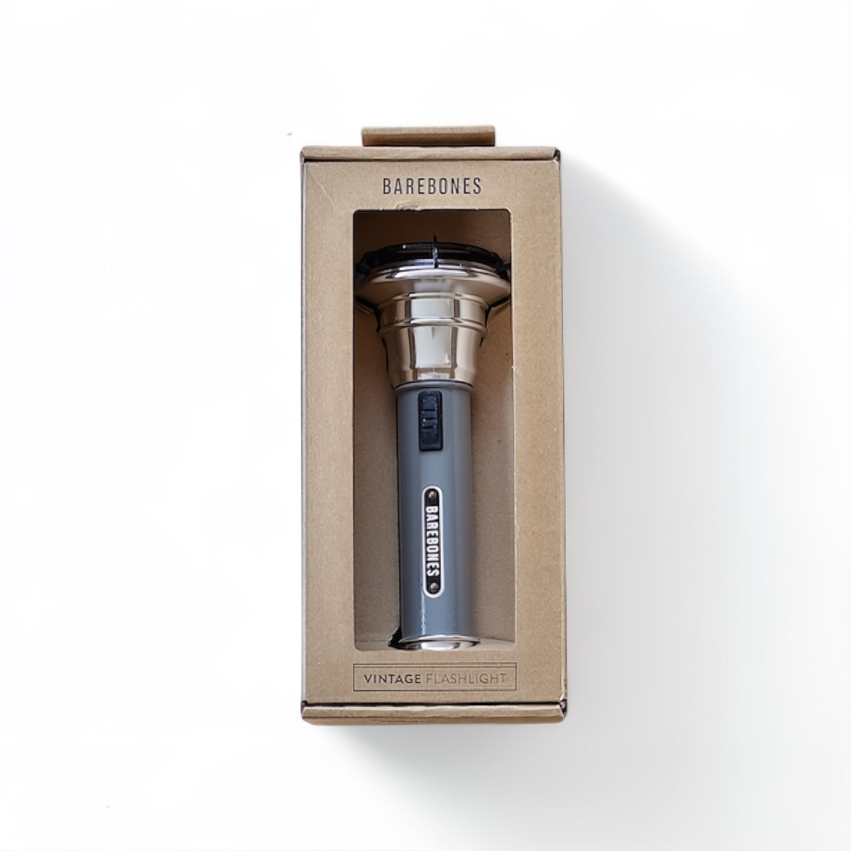 Barebones Flashlight LIV-291_Vintage_zaklamp_SlateGray verpakt in doos
