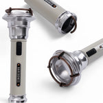 Barebones Flashlight zaklamp Vintage white drie verschillende kanten belicht op een beeld 