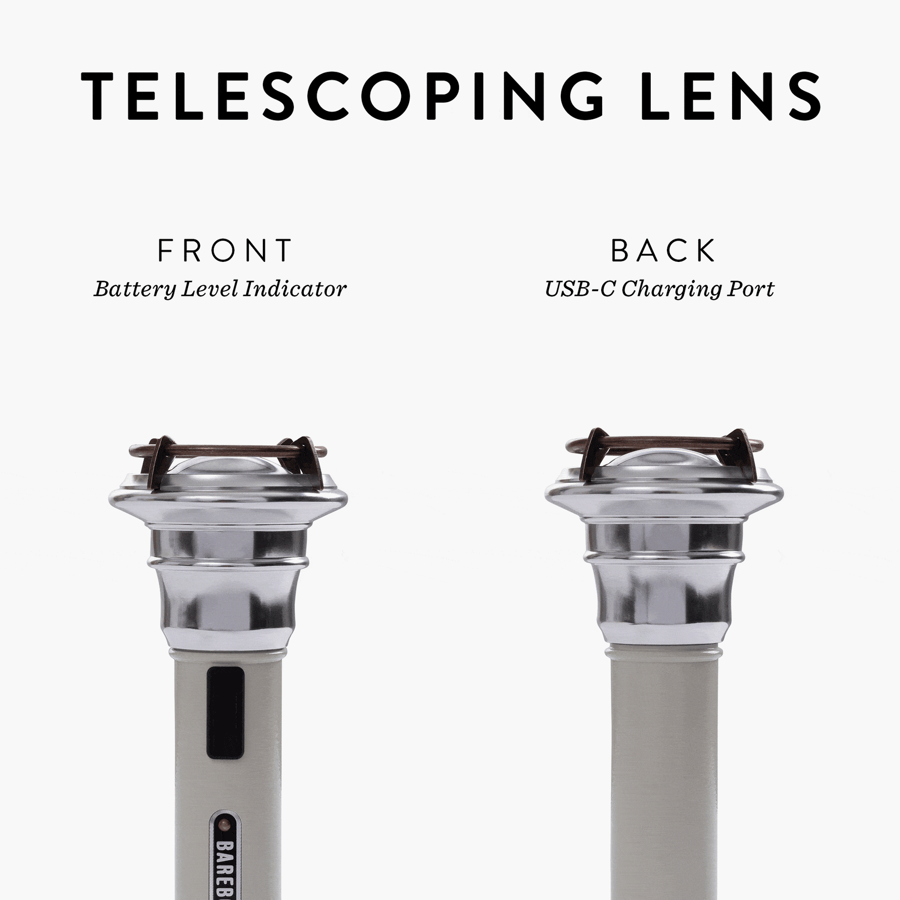 Barebones Vintage Flashlight - oplaadbare zaklamp met USB-poort LIV-190 Vintage white met telescoping lens