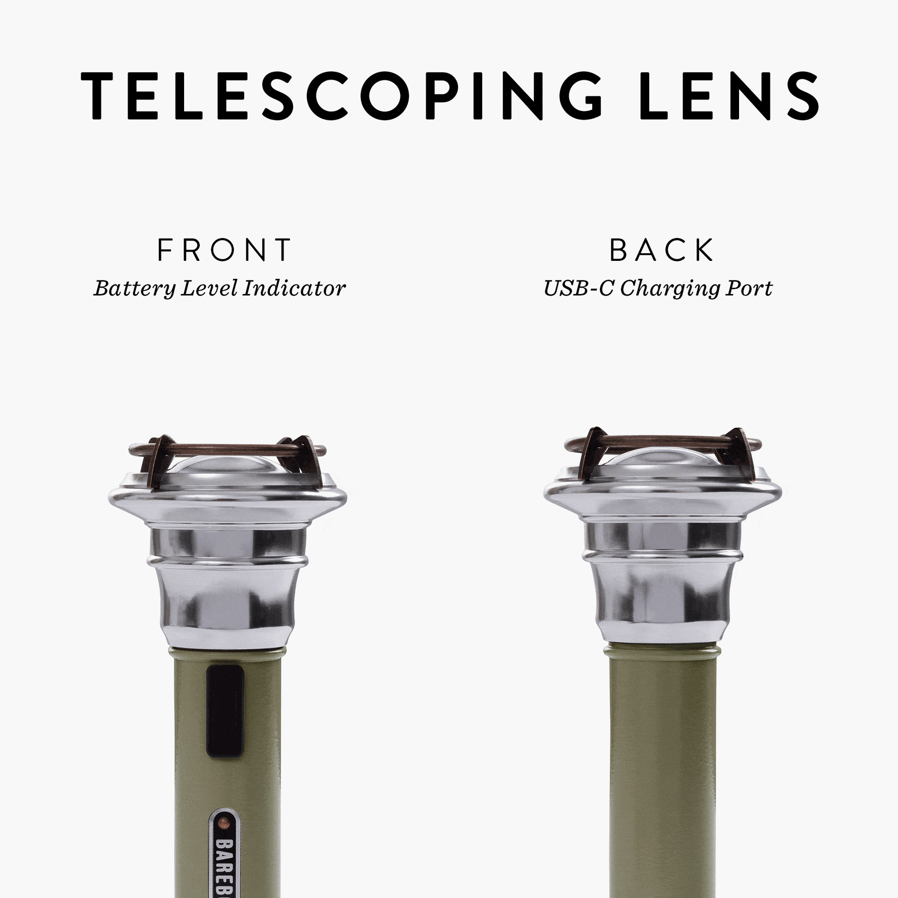 Barebones Vintage zaklamp –LIV-290_VintageFlashlight-OliveDrab telescoping lens