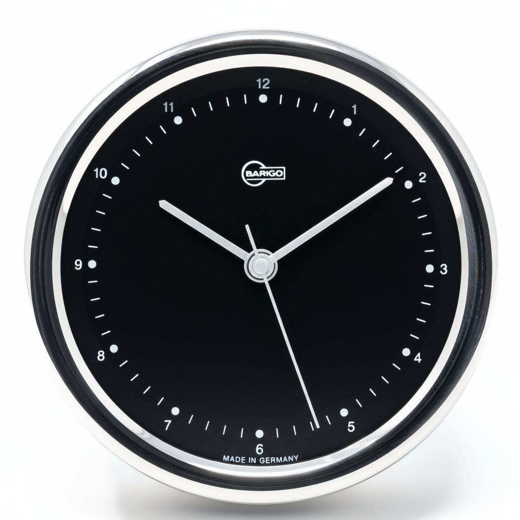 Barigo ORION quartz scheepsklok 102 mm – yacht-club, zwart/RVS, minimalistisch