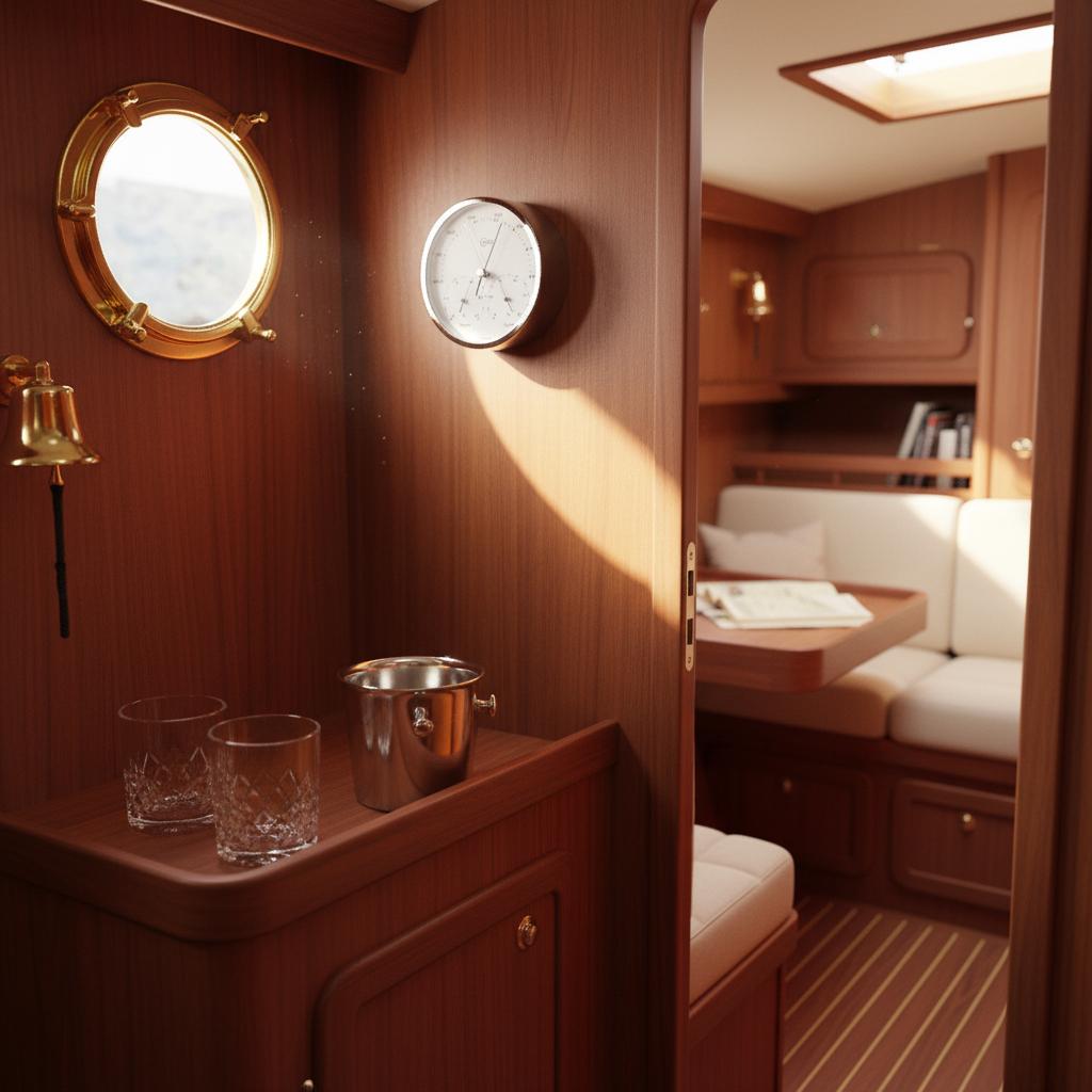 Barigo 101.3 weather station hanging in a boat