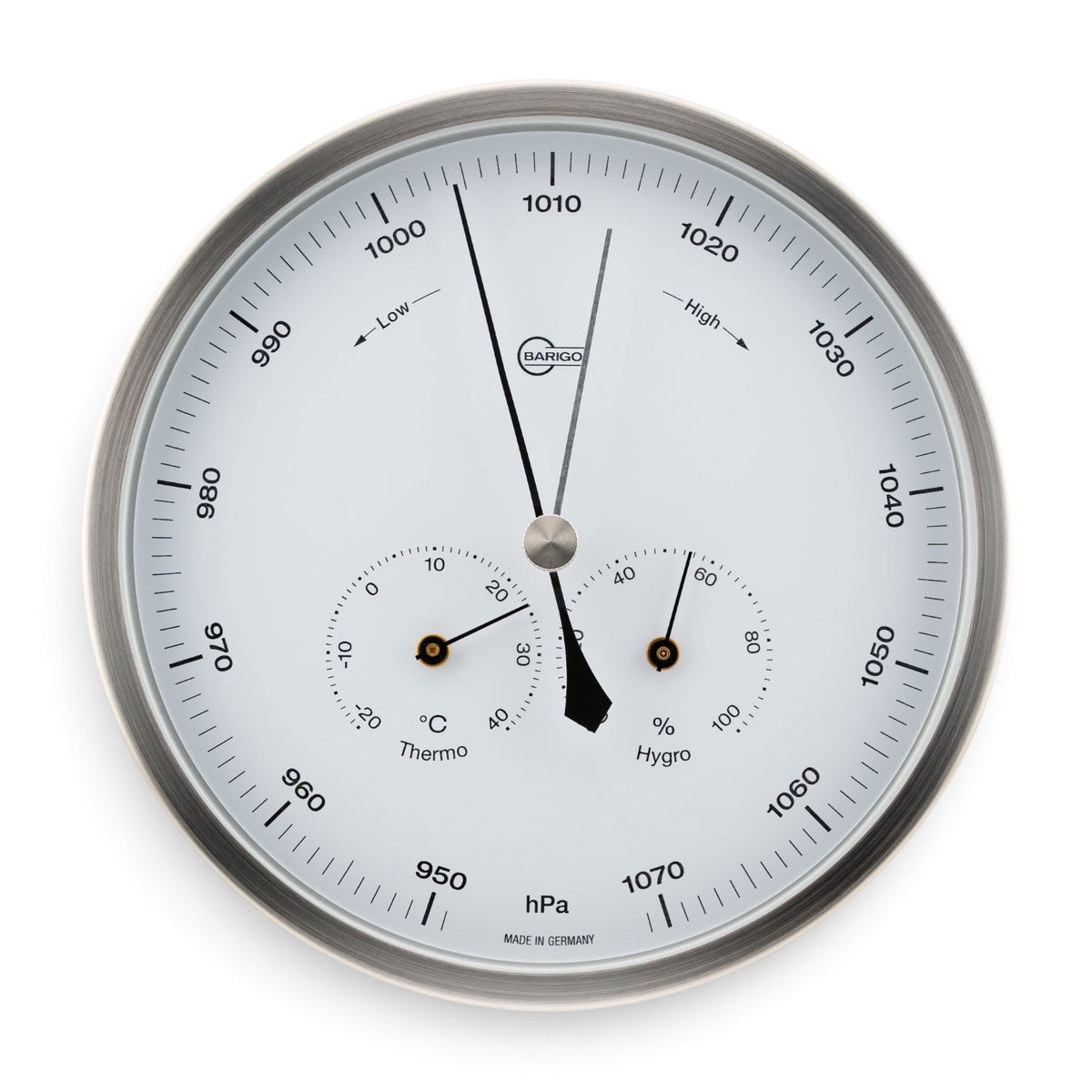 Barigo 350 weerstation met witte wijzerplaat van de voorkant
