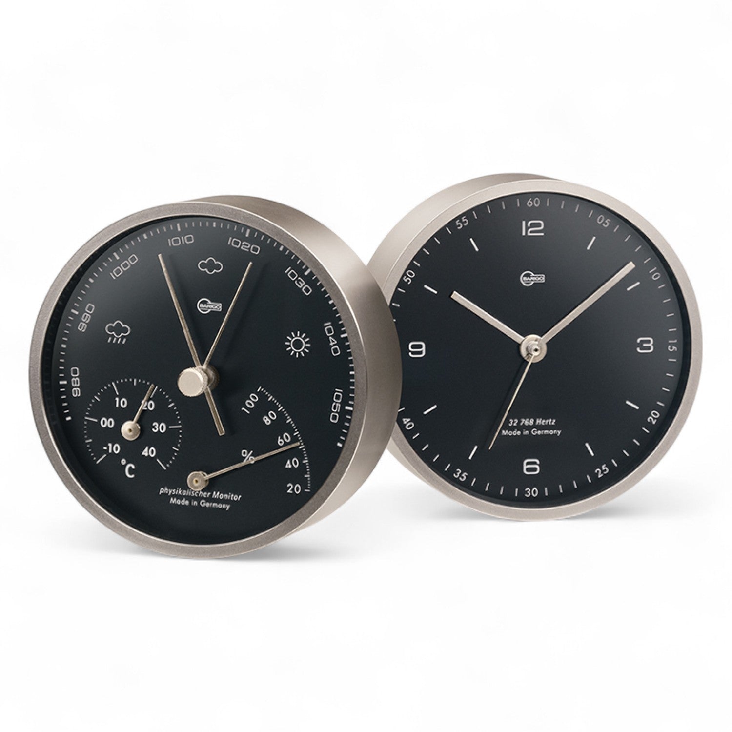 Barigo 601.5 klok 104 x 30 mm – Pentable Collectie, vernikkeld messing, quartz precisie met weerstation uit dezelfde serie