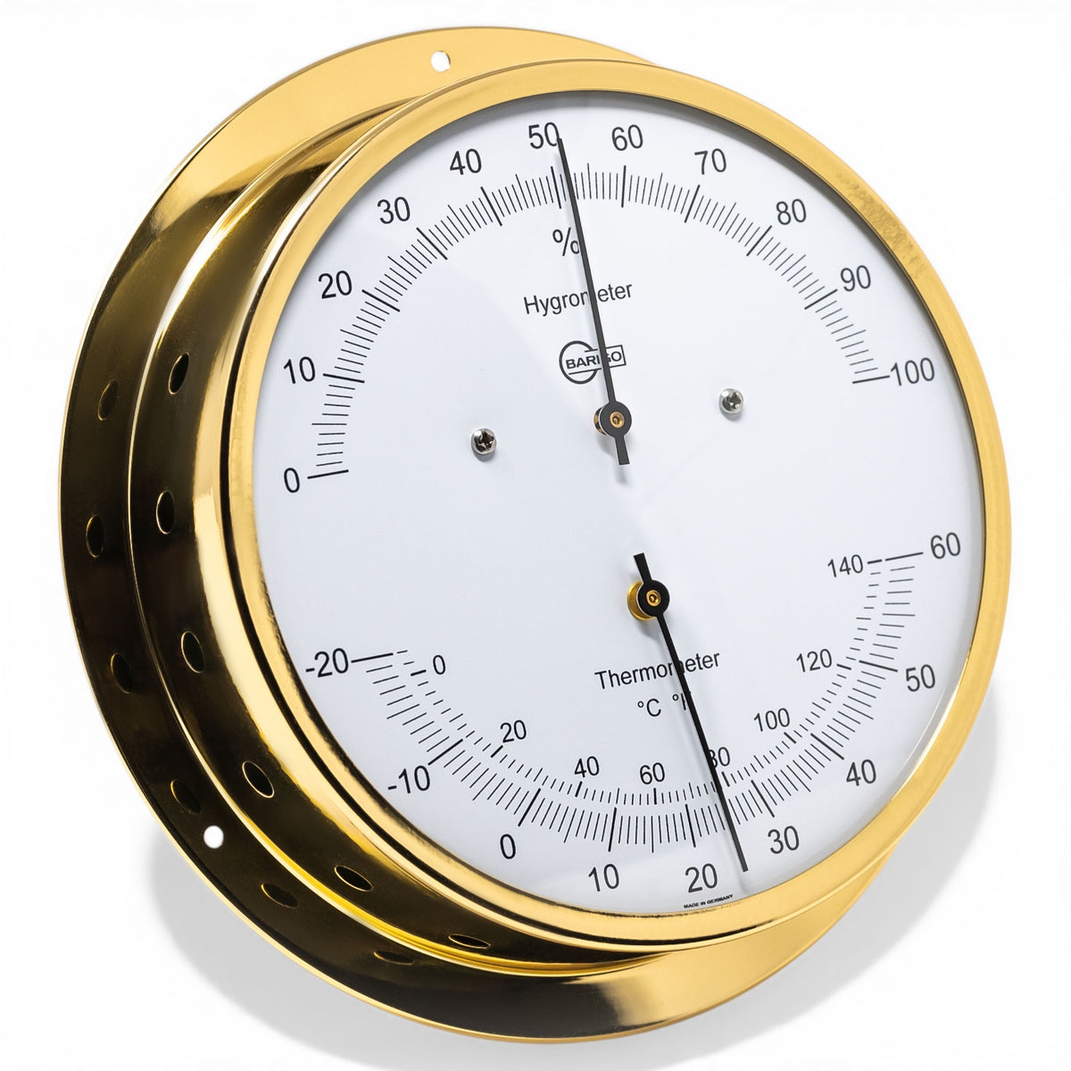 Barigo 930MS chroom thermo hygrometer van voorkant