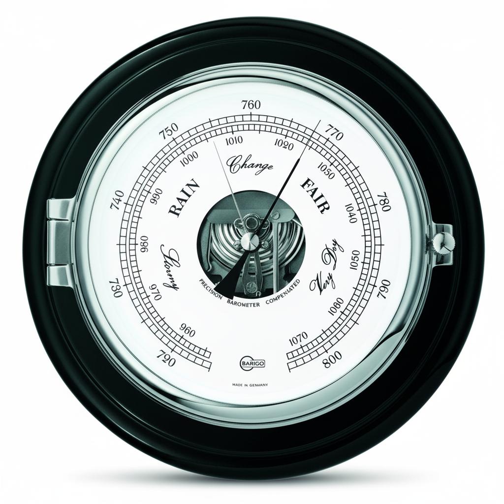 Barigo Captain barometer met thermometer Ø210 mm – mahonie messing uitvoering 1585CR