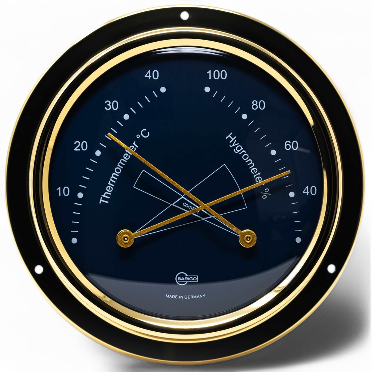 Barigo Regatta comfortmeter 125 x 40 mm –  met comfortzone, klassiek, 3 kleuren 984MSBL zijaanzicht met donkerblauwe wijzerplaat 984MSBL voorkant