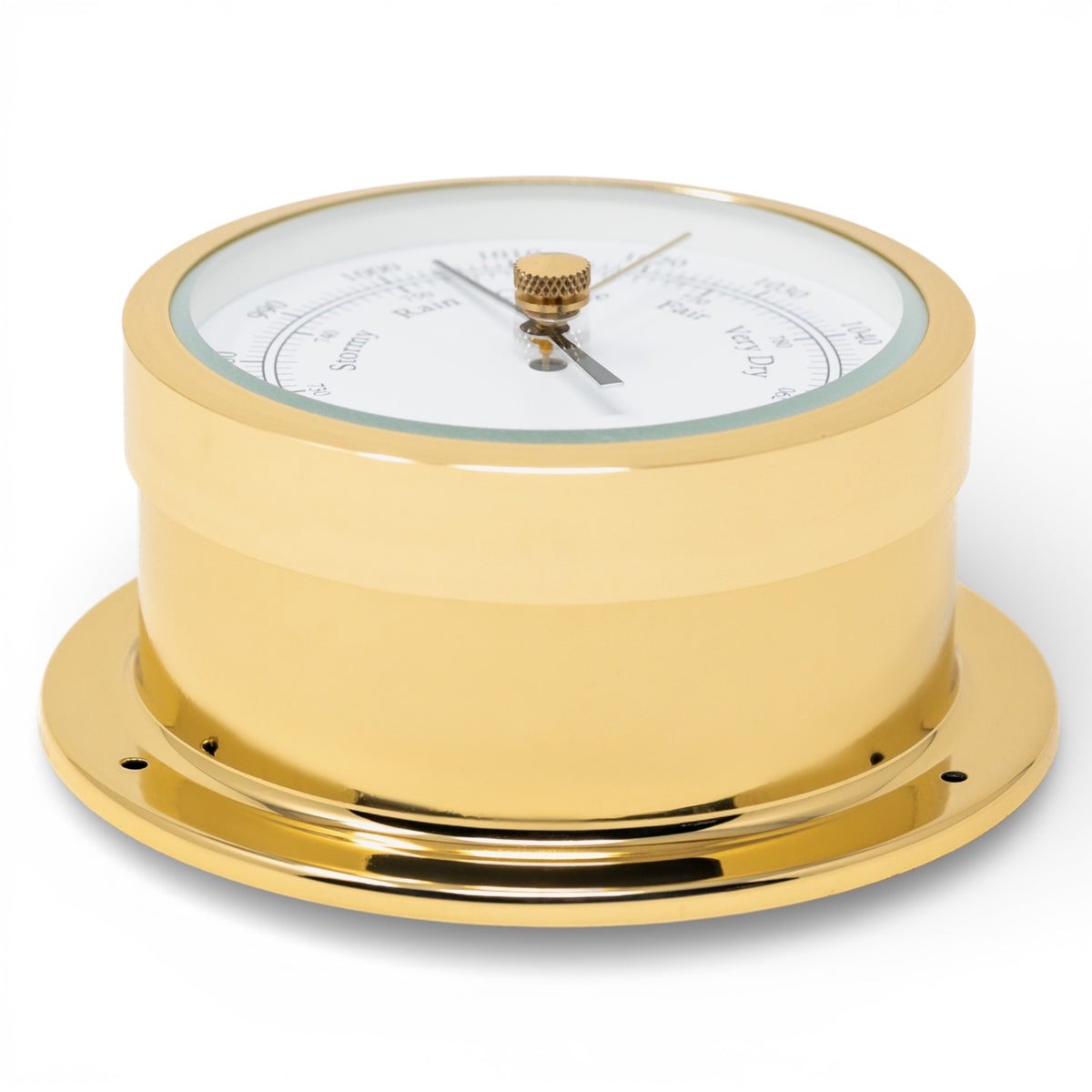 Barigo Star barometer 110 mm – klassiek en nauwkeurig, 1185MS messing liggend beeld van zijaanzicht