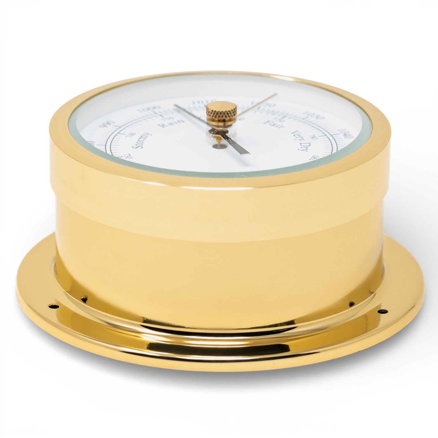 Barigo Star barometer 110 mm – klassiek en nauwkeurig, 1185MS messing liggend beeld van zijaanzicht