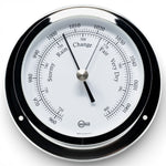 Barigo Star barometer 110 mm – klassiek en nauwkeurig, vooraanzicht met witte wijzerplaat en zwarte cijfers 1185CR chroom
