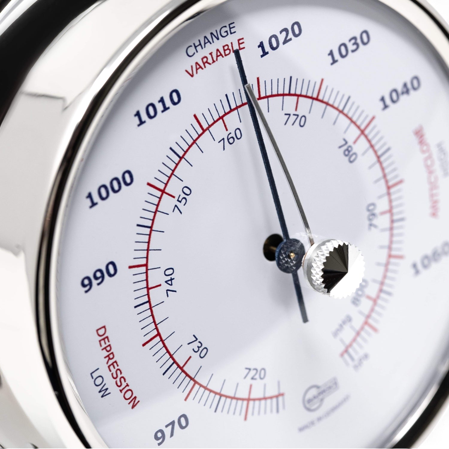 Barigo Tempo barometer gepolijst rvs met gesloten wijzerplaat 183RFPO.AV ingezoomd