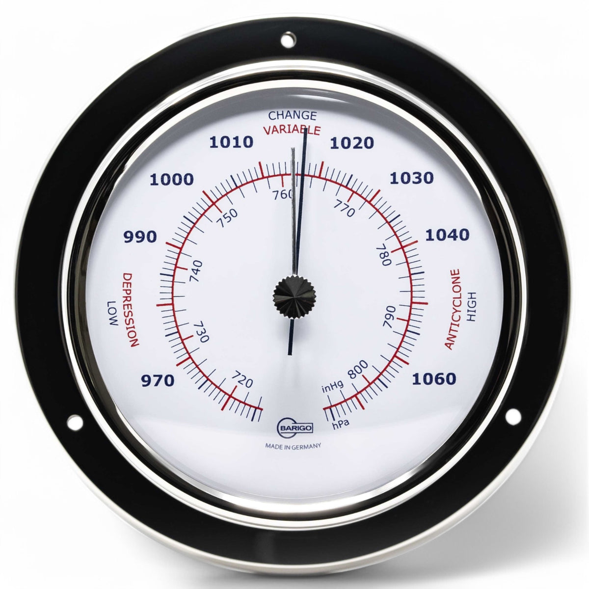 Barigo Tempo barometer gepolijst rvs met gesloten wijzerplaat 183RFPO.AV voor aanzicht