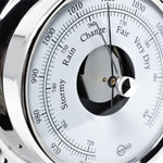 Barigo Tempo barometer gepolijst rvs met open wijzerplaat 183RFPO ingezoomd op het midden