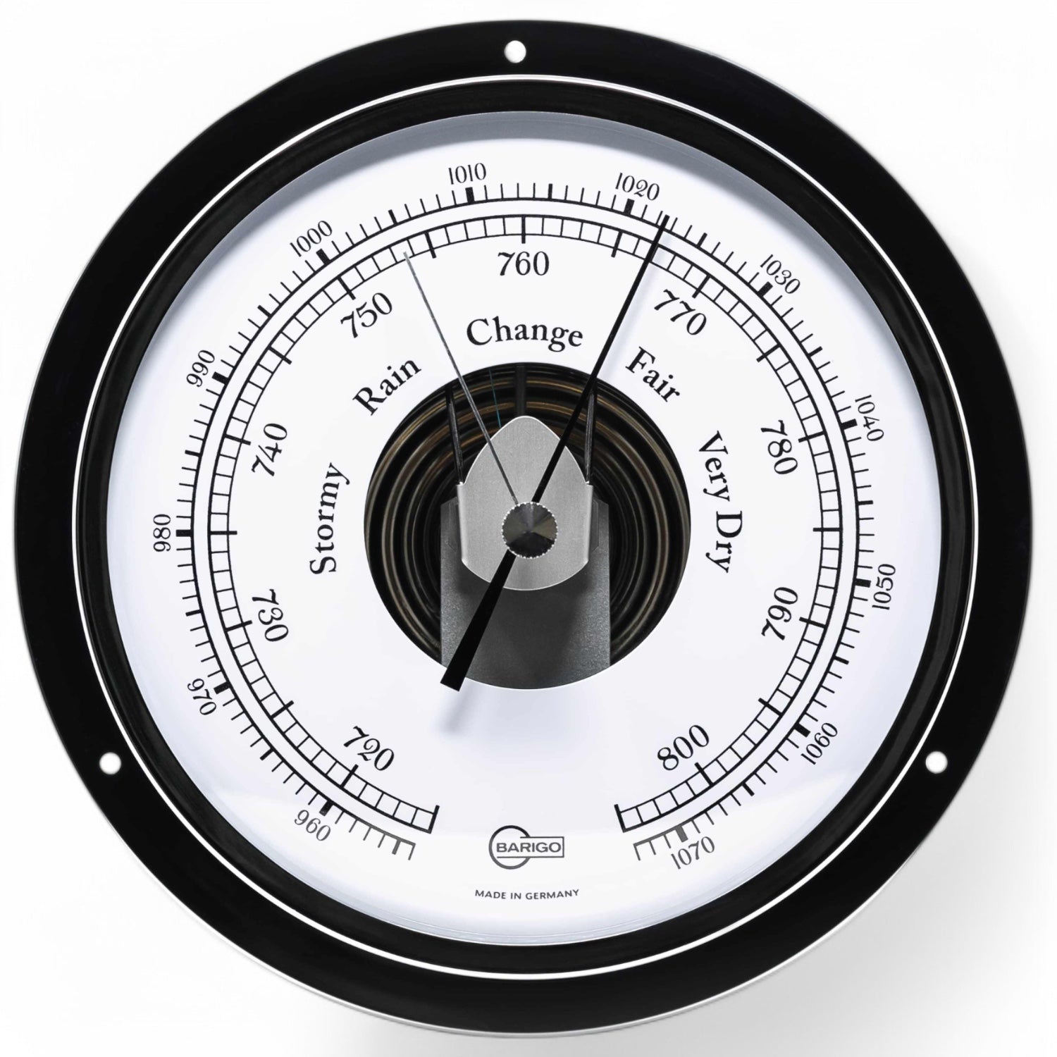 Barigo Viking barometer chroom kleur, aneroïde, klassiek, met open wijzerplaat, vooraanzicht