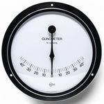Barigo Viking clinometer in chroom kleur, witte wijzerplaat met heldere zwarte cijfers en wijzer vooraanzicht