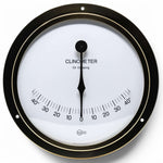 Barigo Viking clinometer in messing kleur, witte wijzerplaat met heldere zwarte cijfers en wijzer vooraanzicht