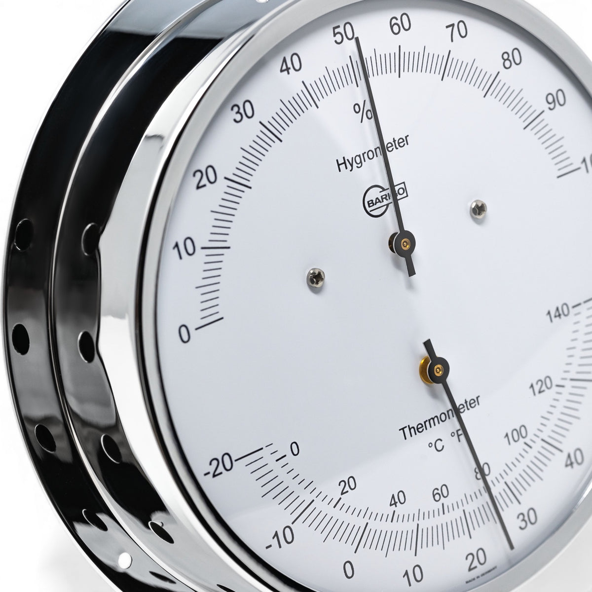 Barigo Vinking 930CR chroom thermo hygrometer 3 close up