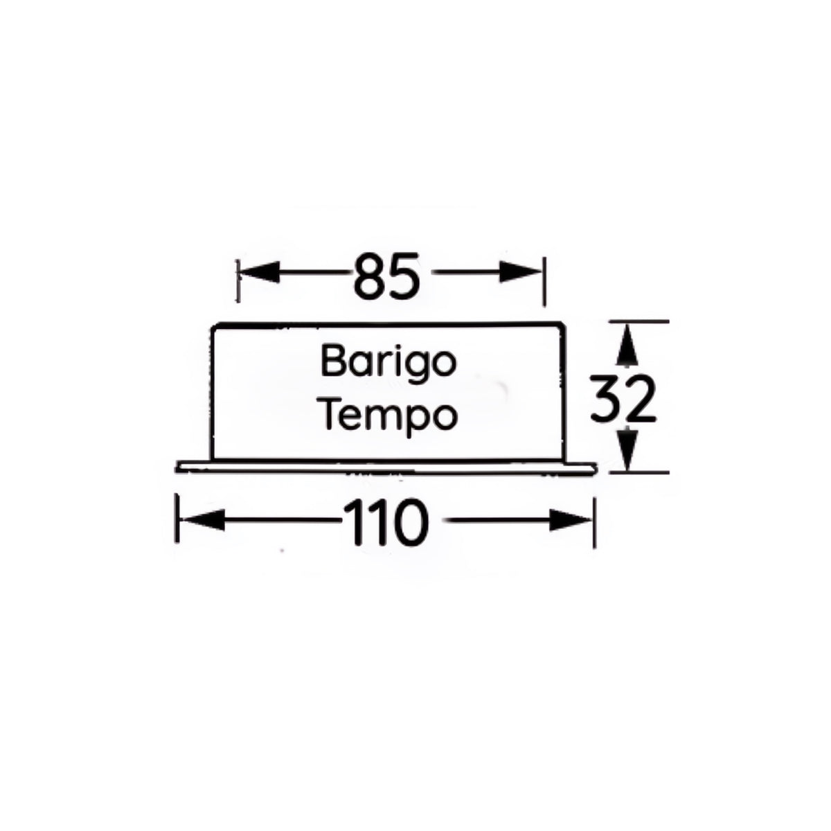 Barigo_tempo_tekening met afmetingen vooraanzicht