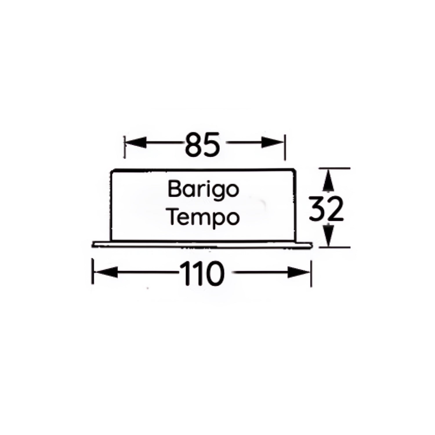 Barigo_tempo_tekening met afmetingen vooraanzicht