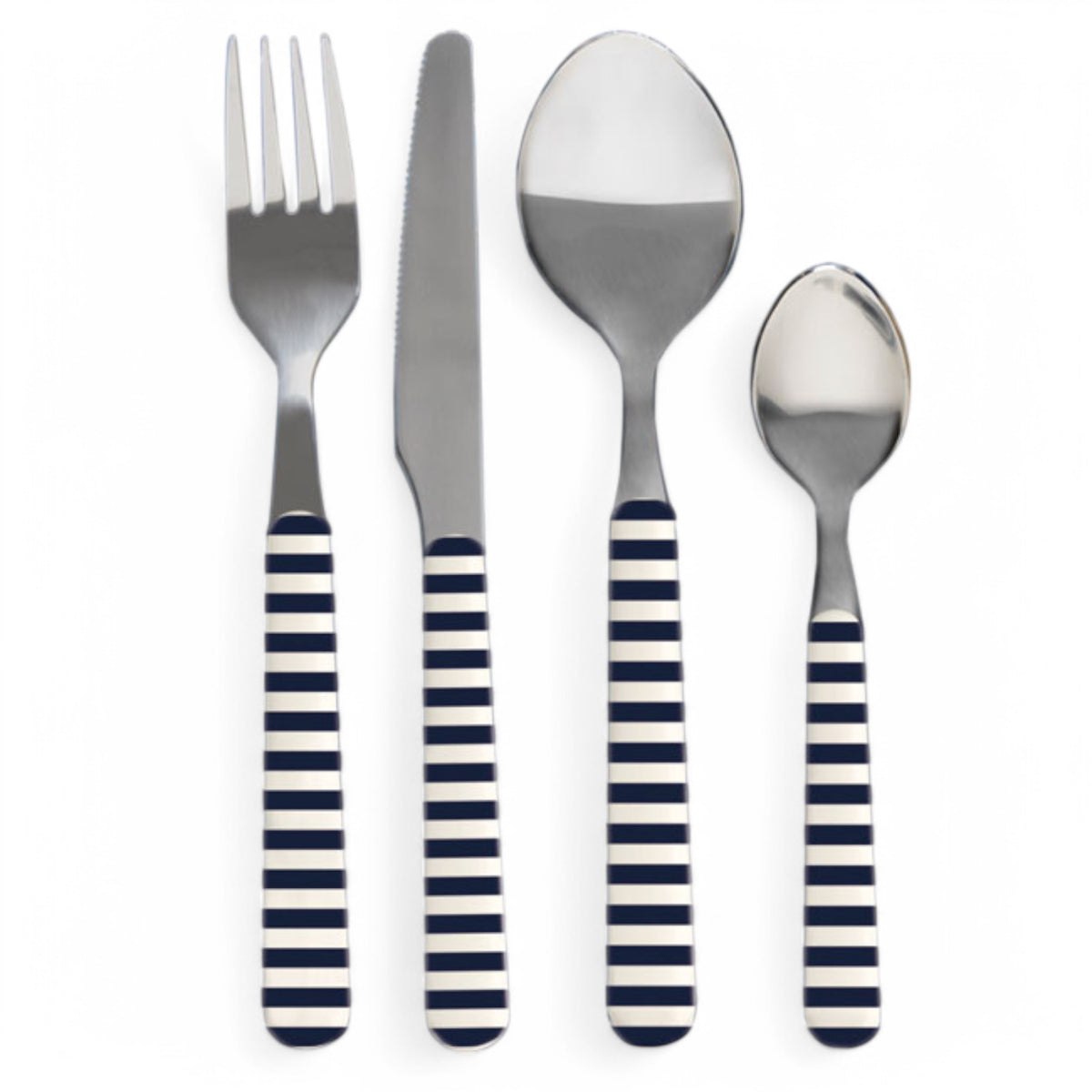 Bestekset Monaco 24-delig met navy wit gestreept design 19020 Marine business