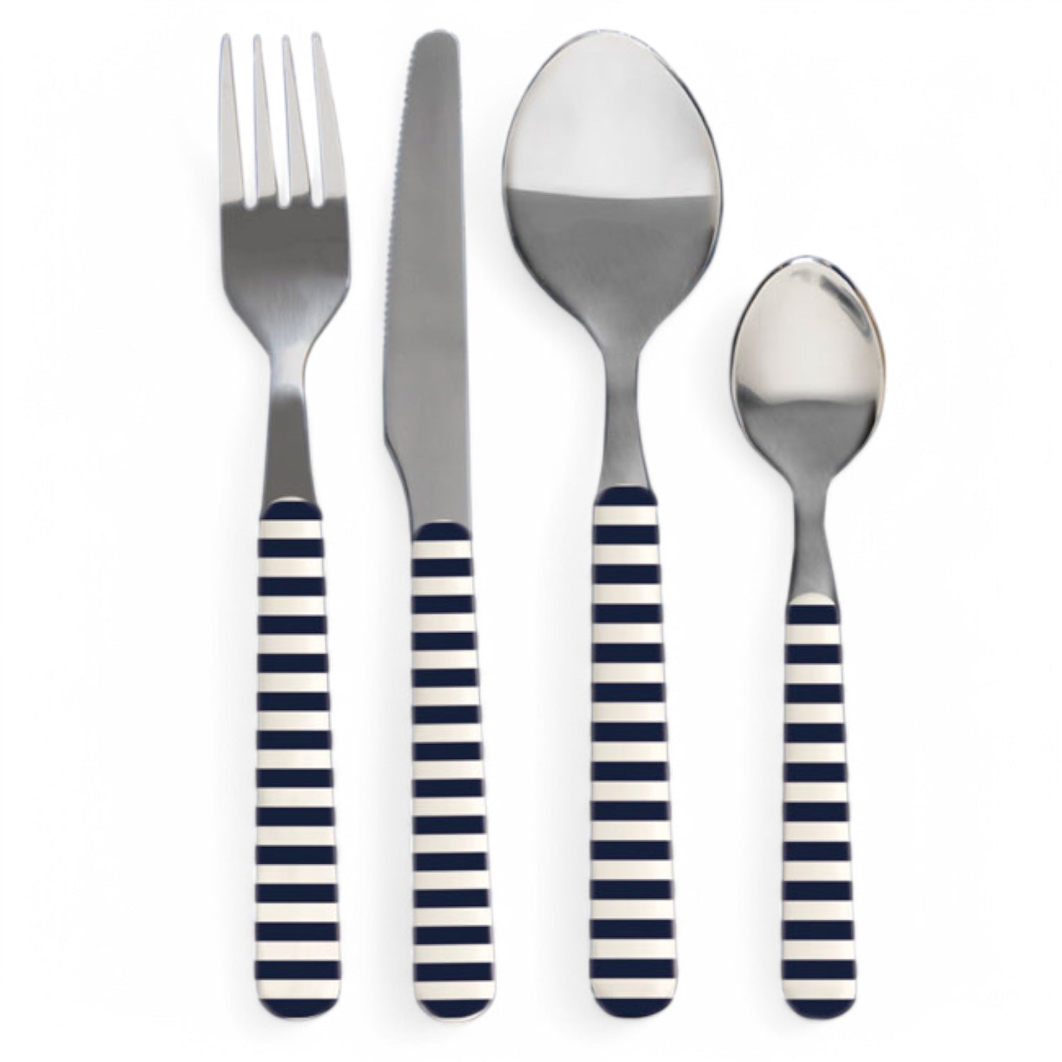 Bestekset Monaco 24-delig met navy wit gestreept design 19020 Marine business