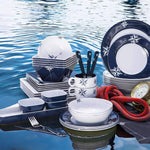 Bestekset Northwind 24-delig - maritieme stijl met windroos detail 15025 Marine Business in sfeersetting met compleet Northwind servies