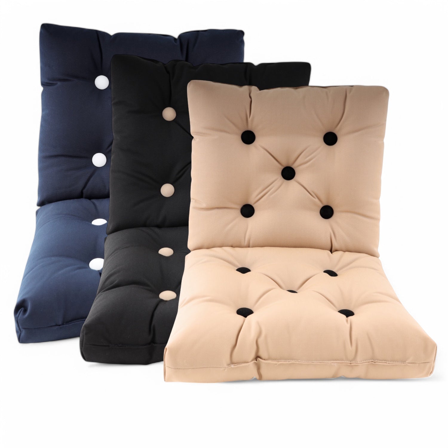 Bootkussens ARC marine met knopen in 3 varianten navy, beige, zwart dubbele uitvoering