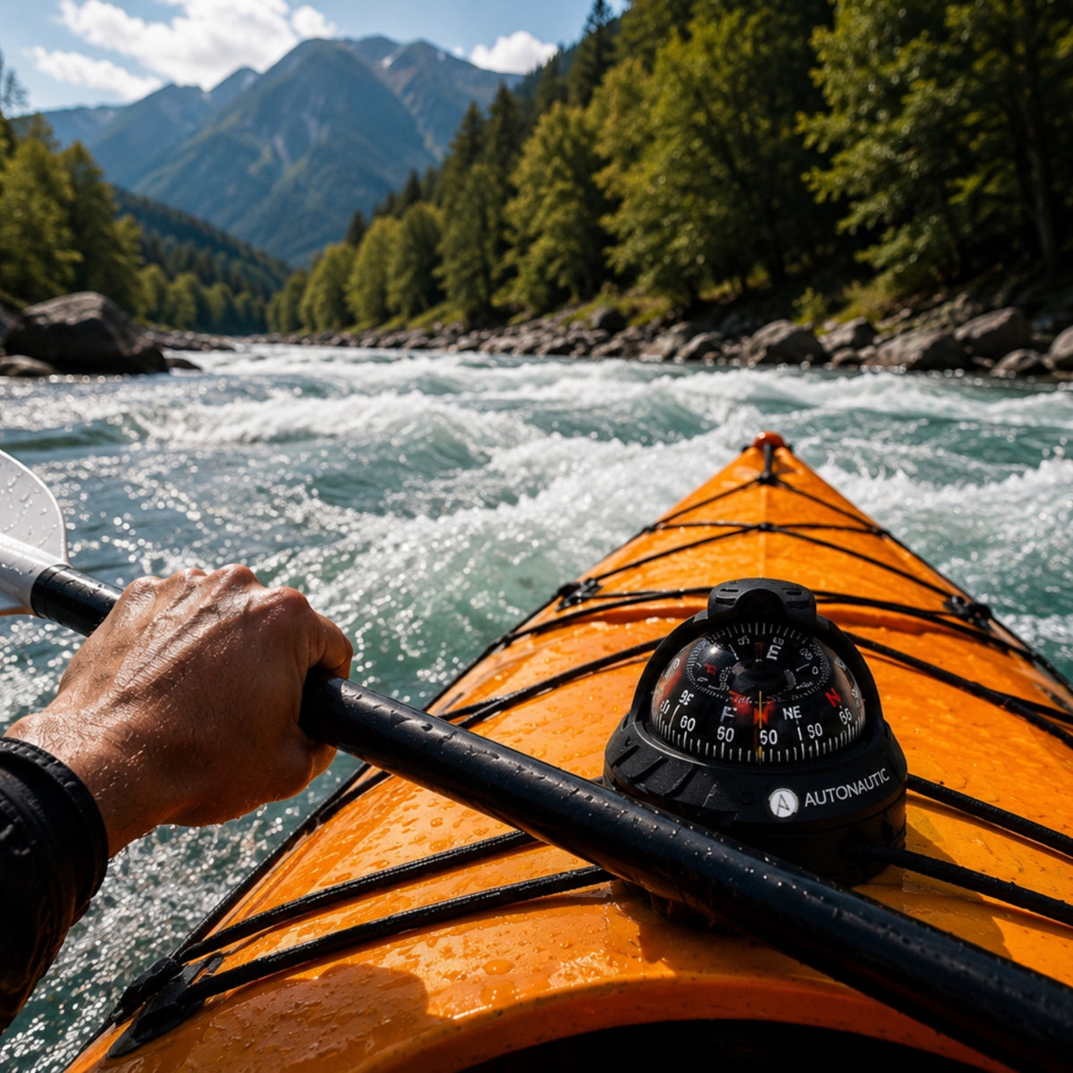 C2-KAYAK_compass_on_a_yellow_kayak_on_a_wild_river