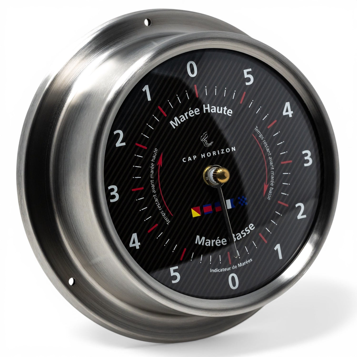 Cap Horizon Racing getijdenklok 110-125mm - RVS met carbon look wijzerplaat, rood of blauw accent