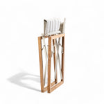 Design regisseursstoel The Square - teakhout, inklapbaar Linen creme wit ingeklapte versie