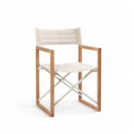 Design regisseursstoel The Square - teakhout, inklapbaar Linen creme wit schuin vooraanzicht