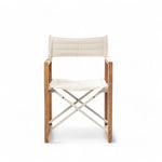 Design regisseursstoel The Square - teakhout, inklapbaar Linen creme wit vooraanzicht