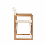 Design regisseursstoel The Square - teakhout, inklapbaar Linen creme wit zij aanzicht