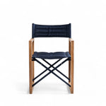 Design regisseursstoel The Square - teakhout, inklapbaar Ocean blauw vooraanzicht