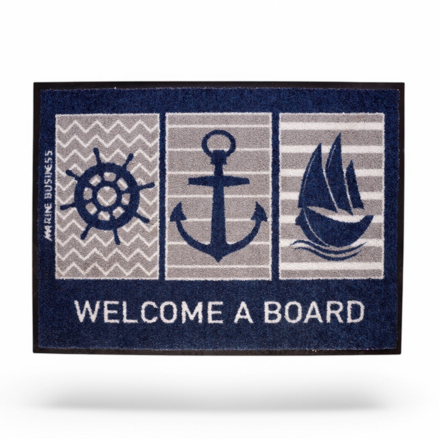 Deurmat Welcome met zeilboot, anker, stuurwiel symbolen - antislip, 41256 rechthoek formaat