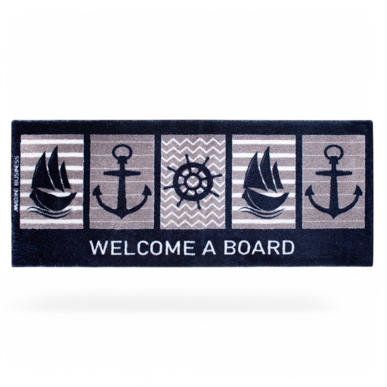 Deurmat Welcome met zeilboot, anker, stuurwiel symbolen - antislip, 41264 langwerpig formaat