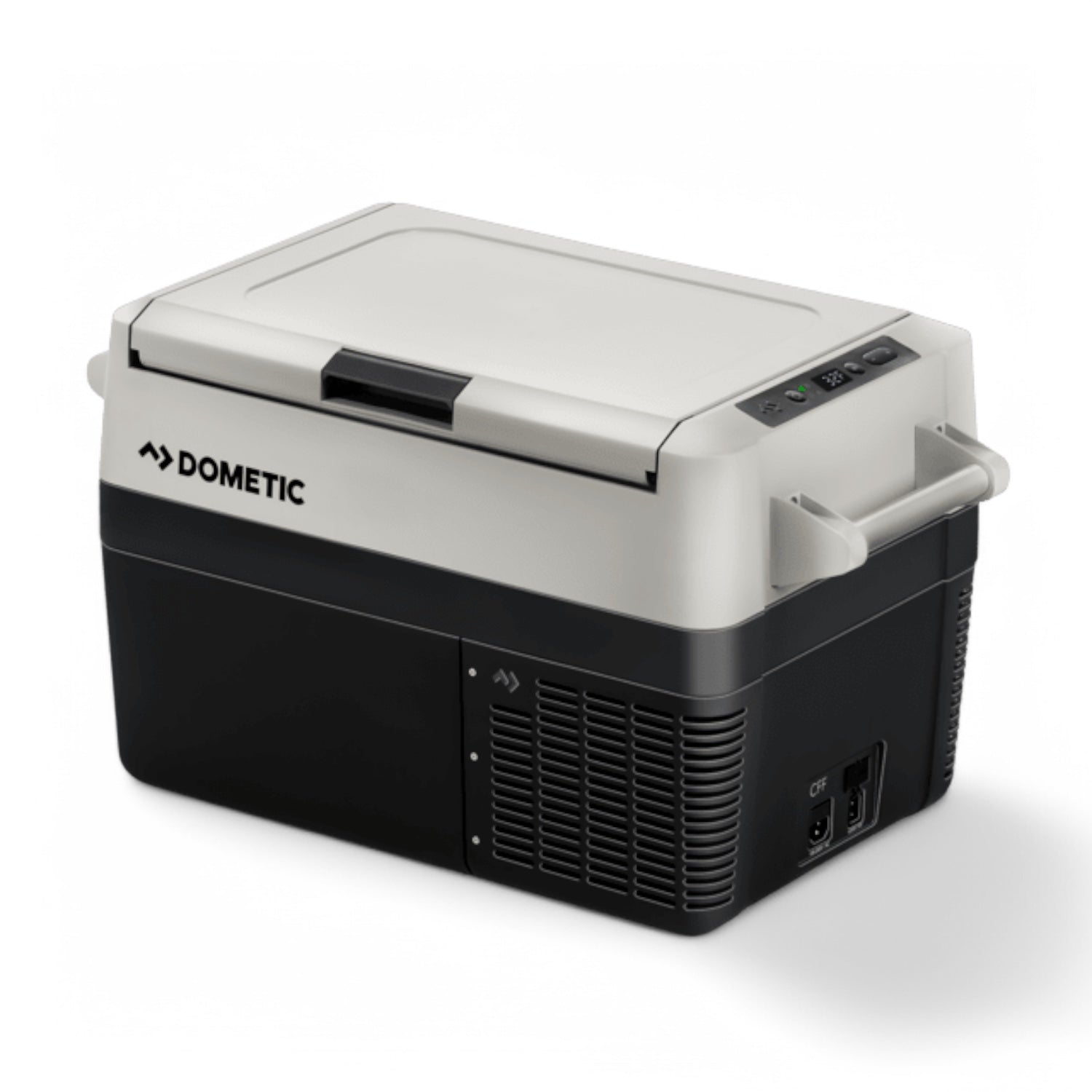 Dometic CFF35 compressor koelbox 34L – 12V 24V 230V met vriesfunctiemet dichte klep schuin van voren