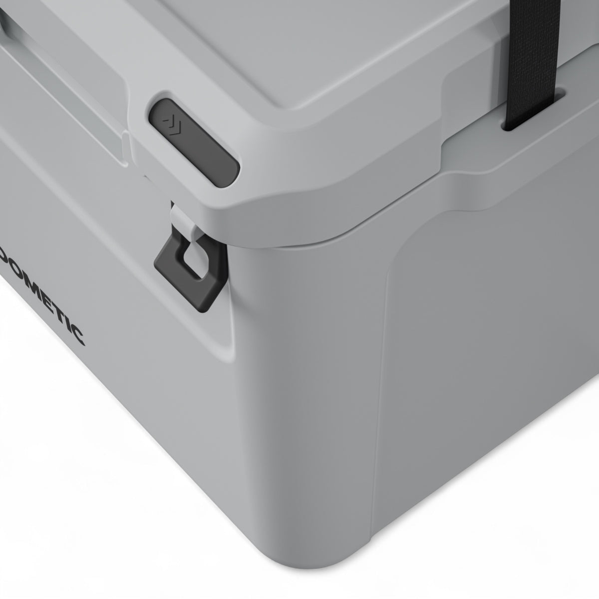 Dometic CI 15 koelbox 15L – passief, voor boot & outdoor, detail in Mist kleur, detailfoto van sluiting van bovenaf