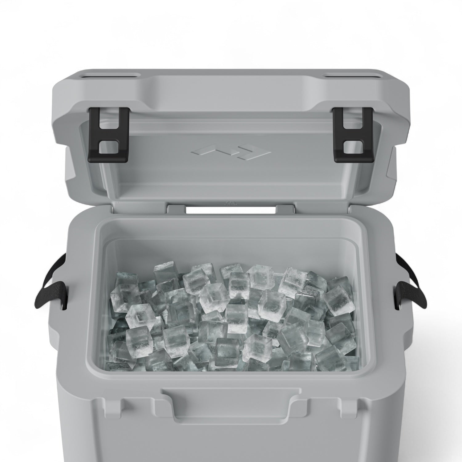 Dometic CI 15 koelbox 15L – passief, voor boot & outdoor, detail in Mist kleur, openstaand met ijsblokjes